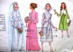 2701 MCCALLS BRIDES/ MAID 70 EMPIRE DRESS, SCARF PATTERN 12 34''B, 10 32 1/2''B CHOICE